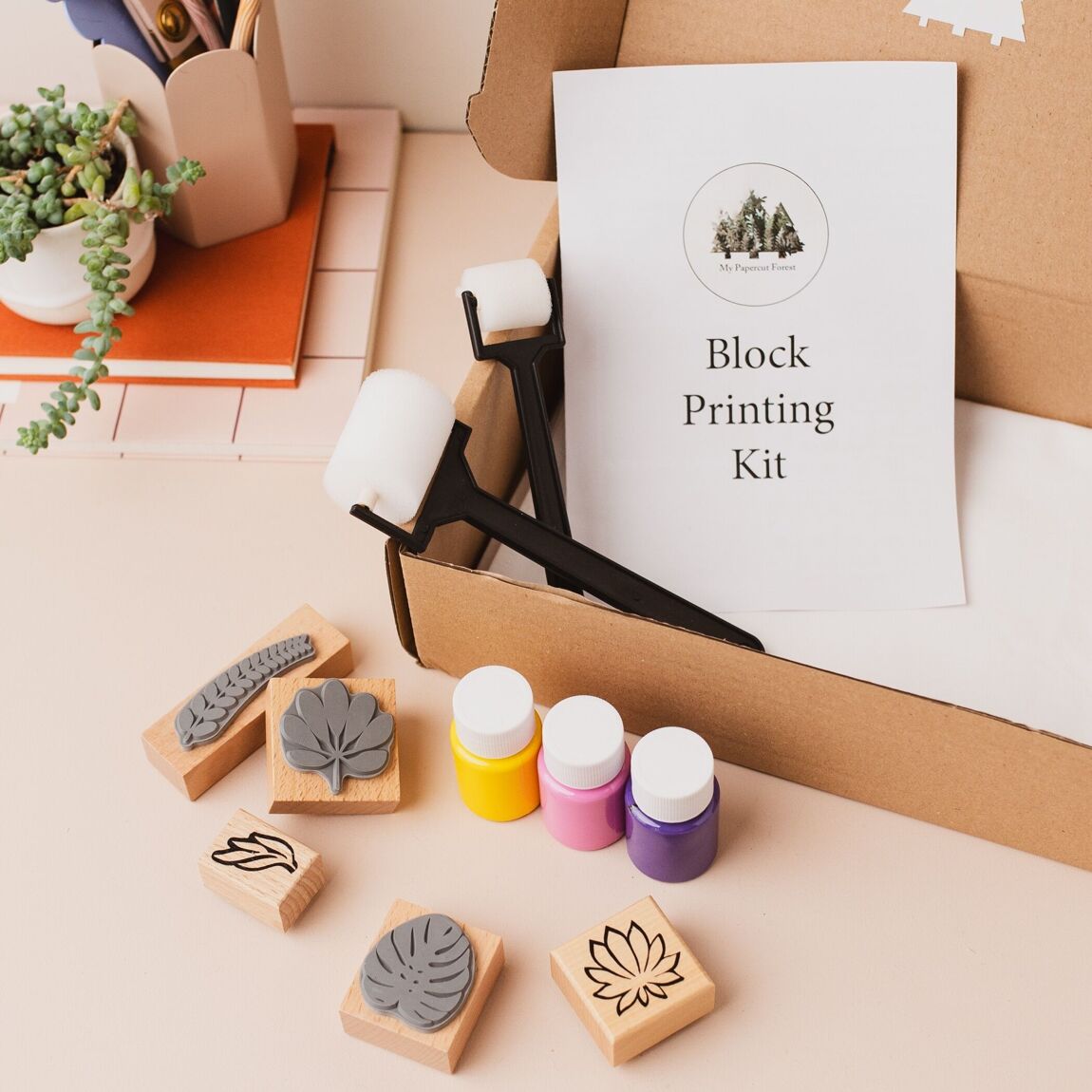 Blockdruck DIY Set auf Geschirrtuch